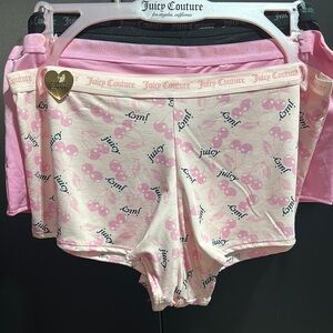 Juicy Couture 3 pack Cute & Curvy boy short panties,pink cherry pattern & solids